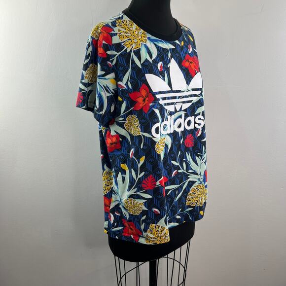 Adidas HER Studio London Top Floral Crew Neck Loose Fit Pullover Size M Medium - Picture 4 of 10